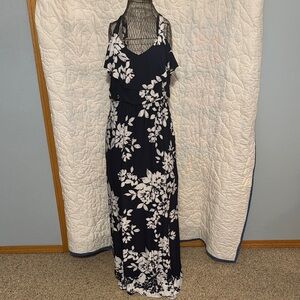 Three Hearts White and Blue Halter Maxi Dress